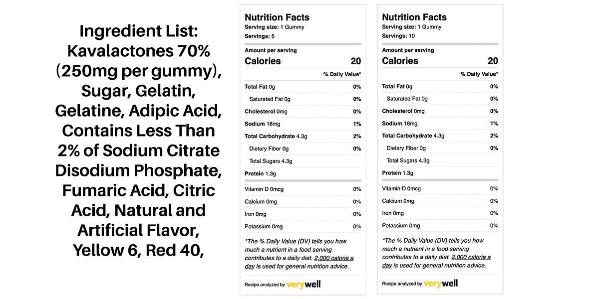 kava gummies nutrition facts